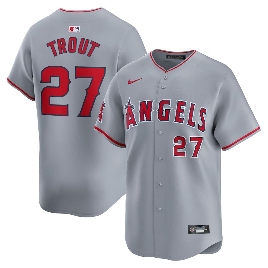Men Los Angeles Angels #27 Mike Trout Nike Gray Away Limited Player MLB Jersey->los angeles angels->MLB Jersey